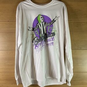 Beetlejuice Men’s XL White Graphic Long Sleeve Shirt NWOT movie